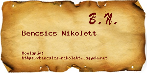 Bencsics Nikolett névjegykártya